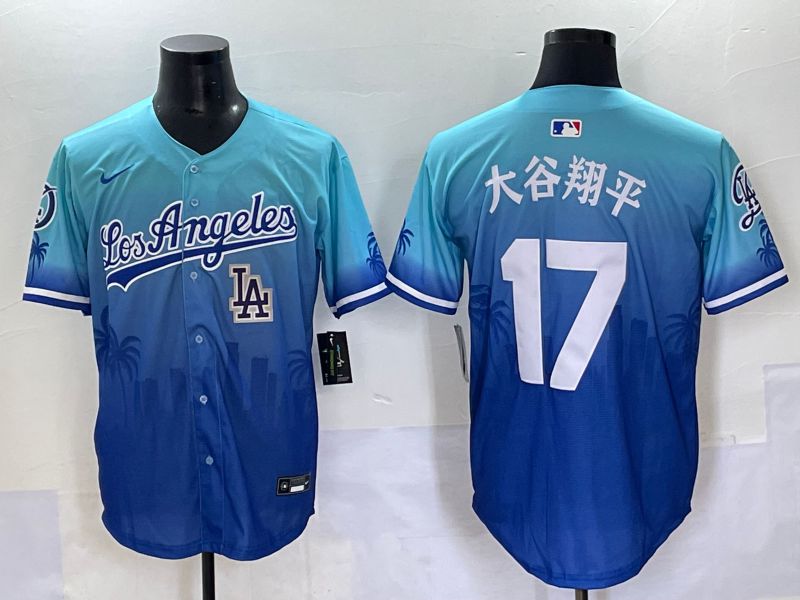 Men 2025 Los Angeles Dodgers #17 Ohtani Blue Nike MLB Jersey Daoqite style 13->los angeles dodgers->MLB Jersey
